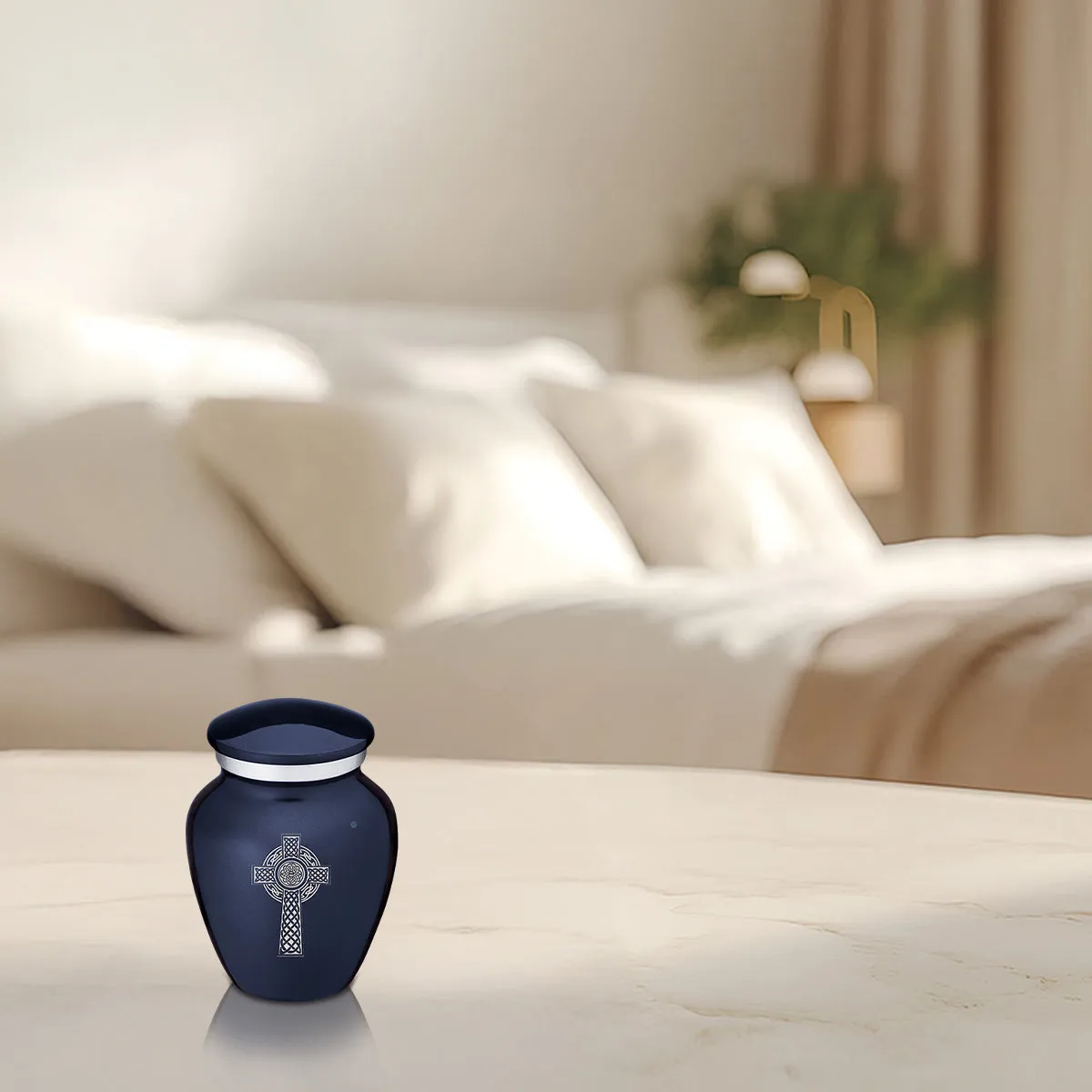 Keepsake Embrace Cobalt Blue Celtic Cross Cremation Urn