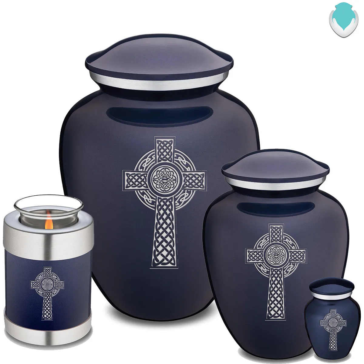 Keepsake Embrace Cobalt Blue Celtic Cross Cremation Urn