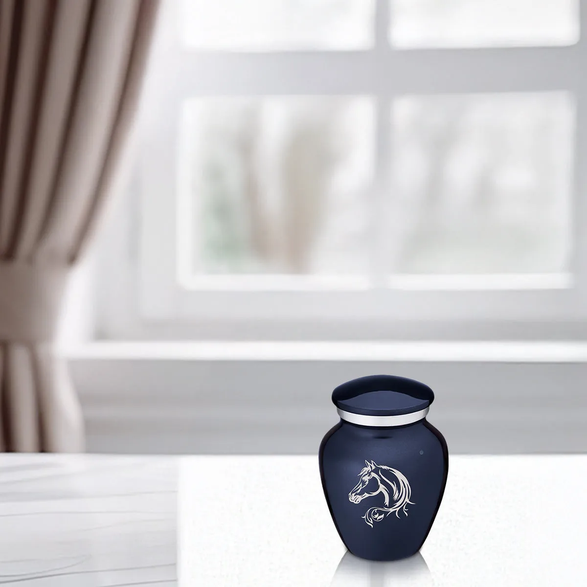 Keepsake Embrace Cobalt Blue Horse Cremation Urn