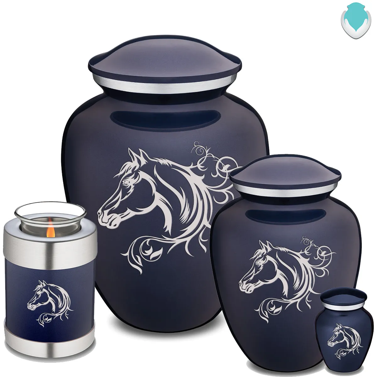 Keepsake Embrace Cobalt Blue Horse Cremation Urn