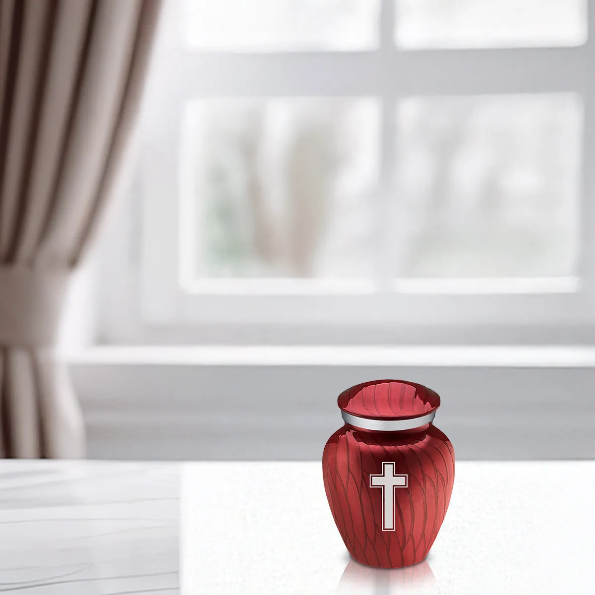 Keepsake Embrace Pearl Candy Red Simple Cross Cremation Urn