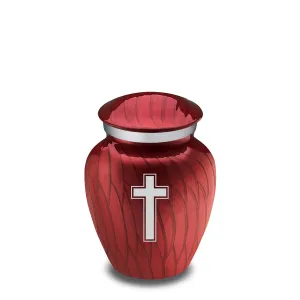 Keepsake Embrace Pearl Candy Red Simple Cross Cremation Urn