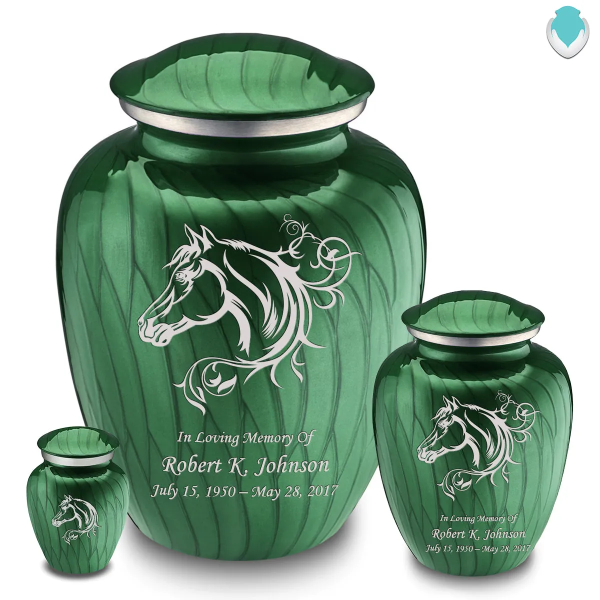 Keepsake Embrace Pearl Green Horse Cremation Urn