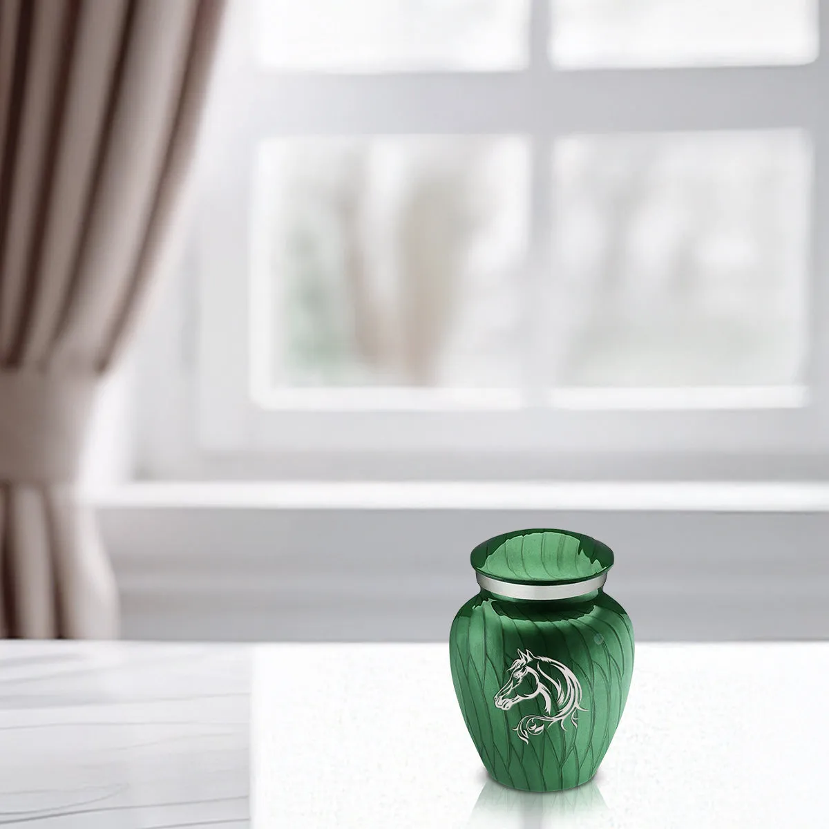 Keepsake Embrace Pearl Green Horse Cremation Urn