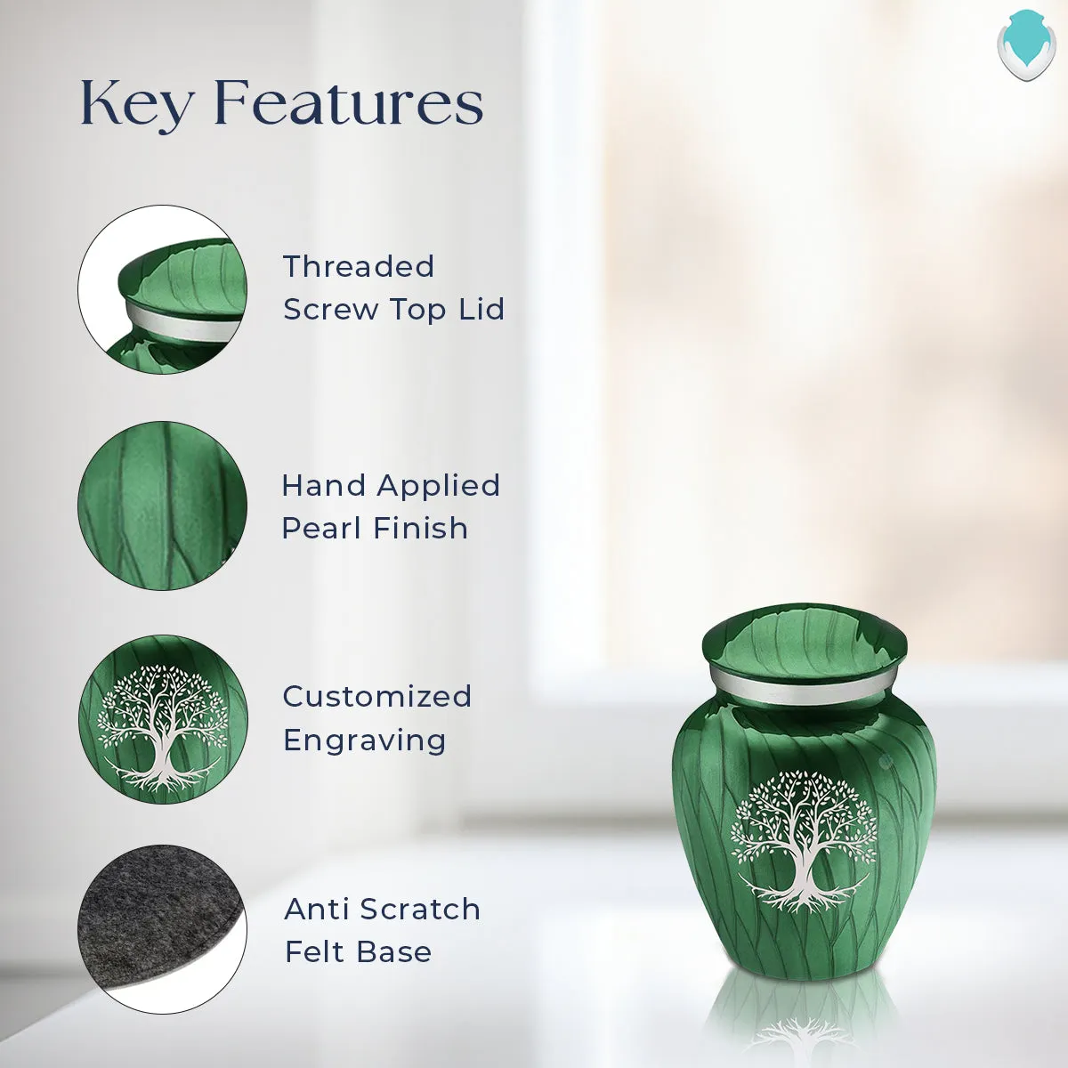 Keepsake Embrace Pearl Green Tree of Life Cremation Urn
