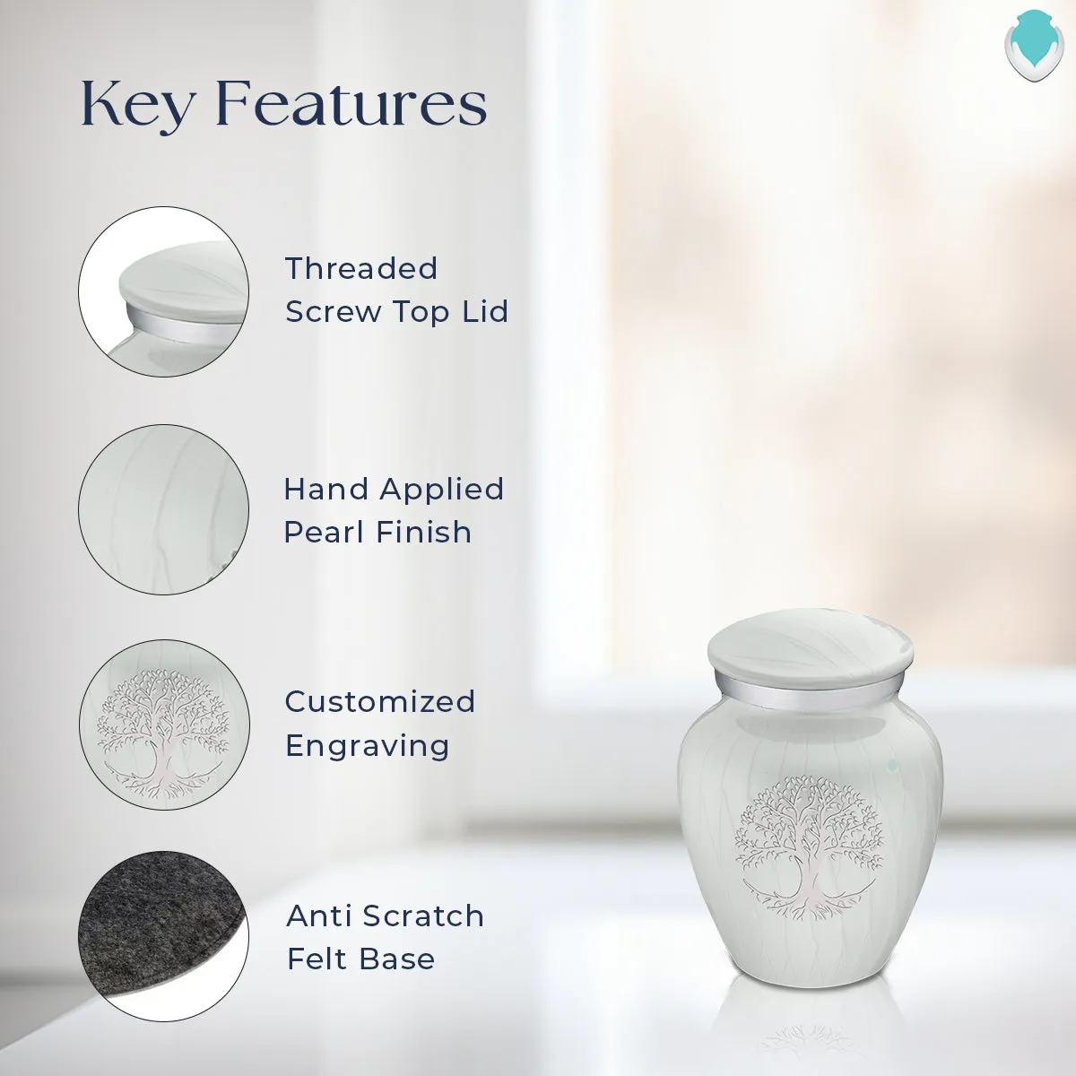 Keepsake Embrace Pearl White Tree of Life Cremation Urn