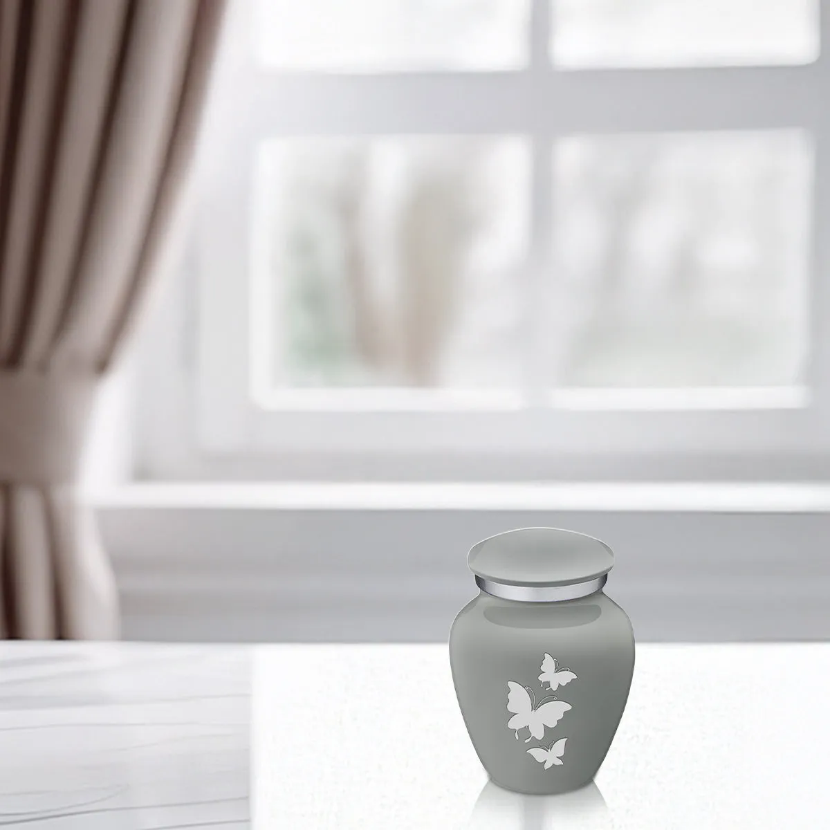 Keepsake Embrace Slate Grey Butterflies Cremation Urn