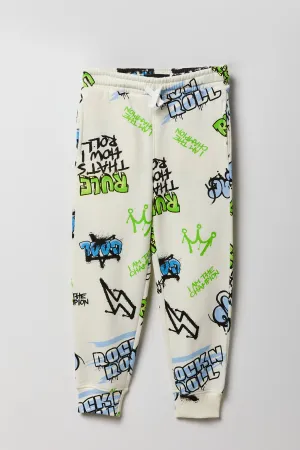 Kids Graffiti Print Fleece Jogger