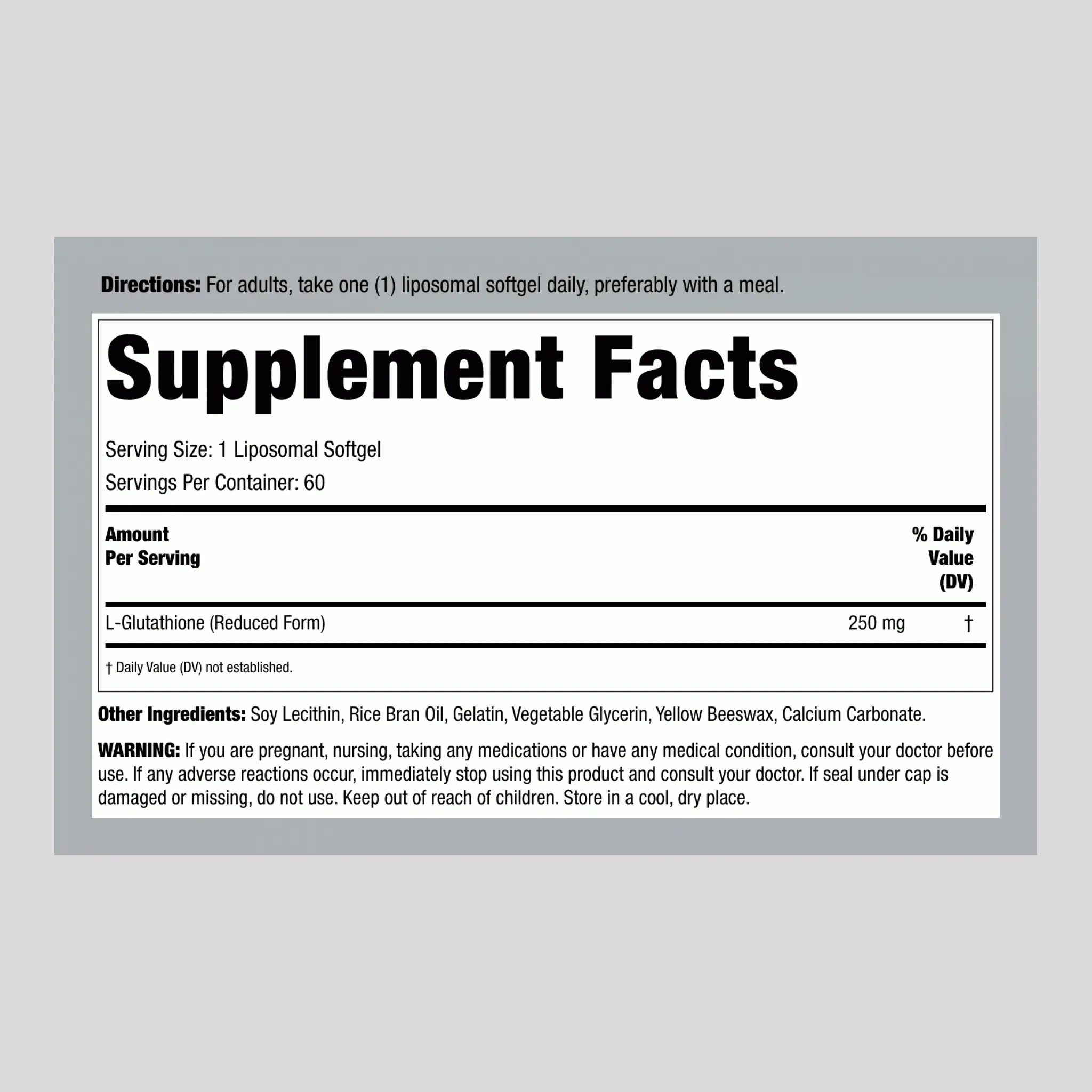 L-Glutathione (Reduced), 250 mg, 60 Liposomal Softgels