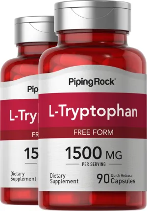 L-Tryptophan, 1500 mg (per serving), 90 Quick Release Capsules, 2  Bottles