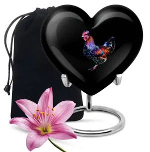 Large Chicken Urn - Distinct Heart Shaped Memorial Urn