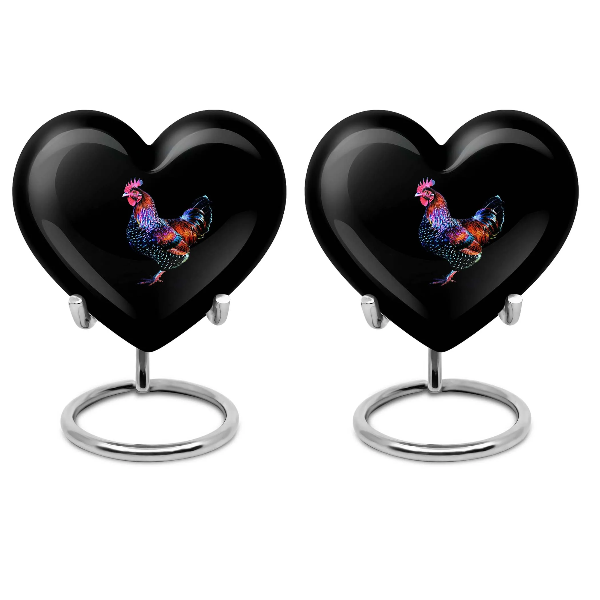 Large Chicken Urn - Distinct Heart Shaped Memorial Urn
