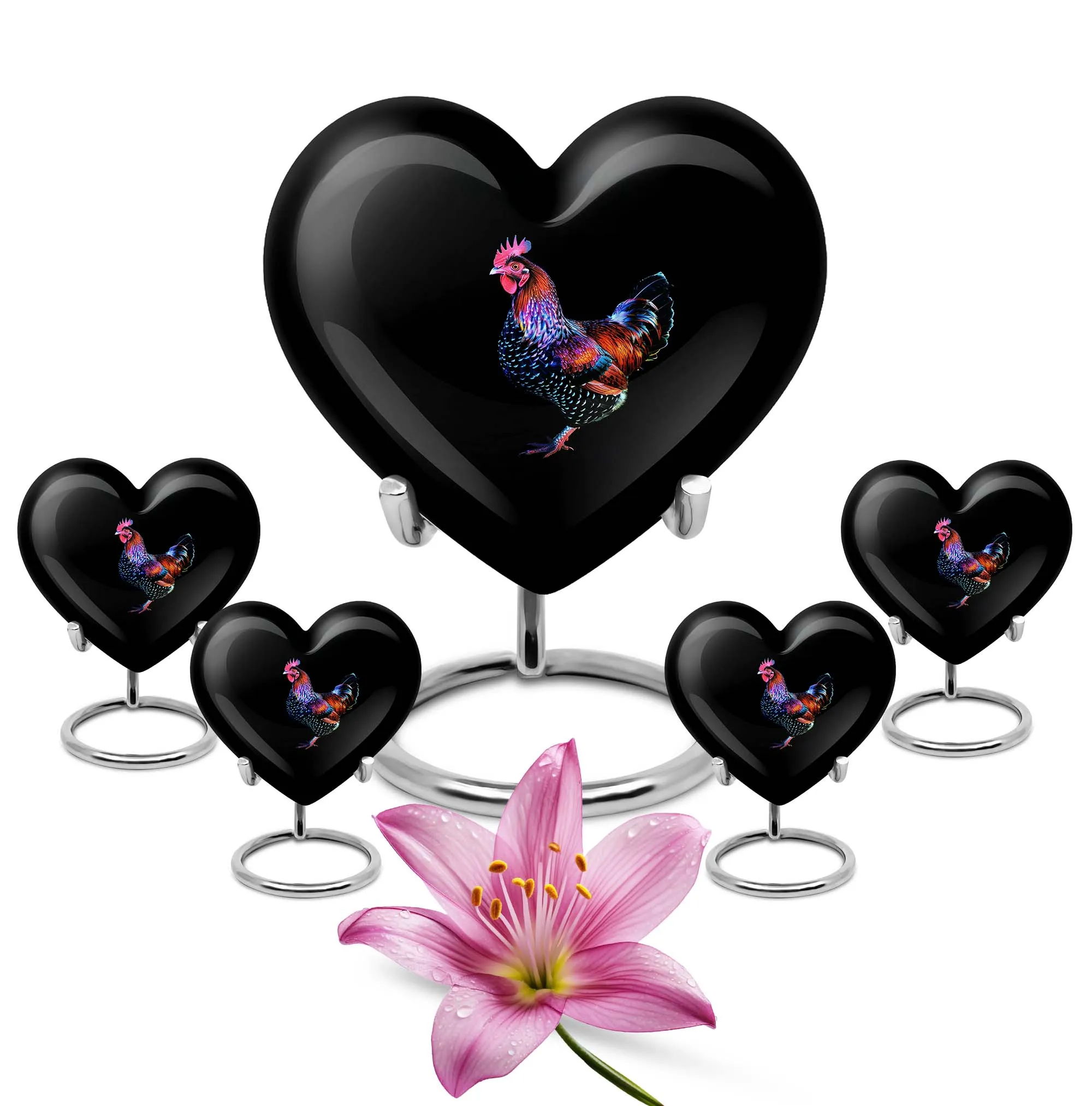 Large Chicken Urn - Distinct Heart Shaped Memorial Urn