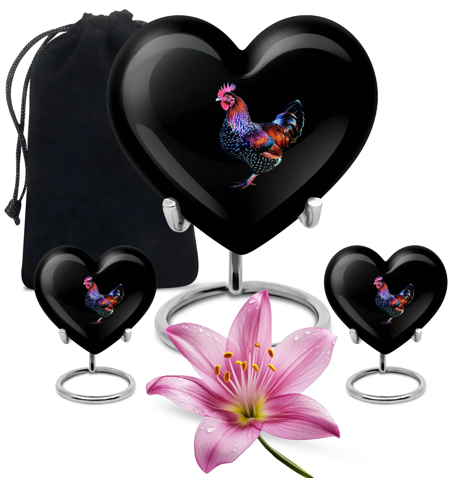 Large Chicken Urn - Distinct Heart Shaped Memorial Urn