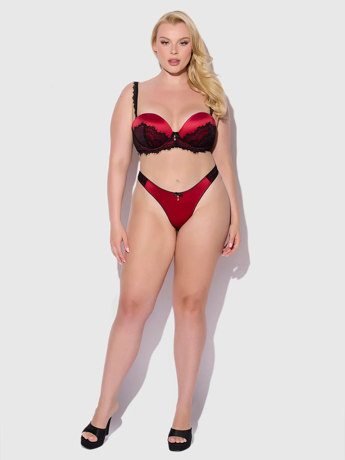 Lexi Liquid Satin & Lace V-Tanga Panty