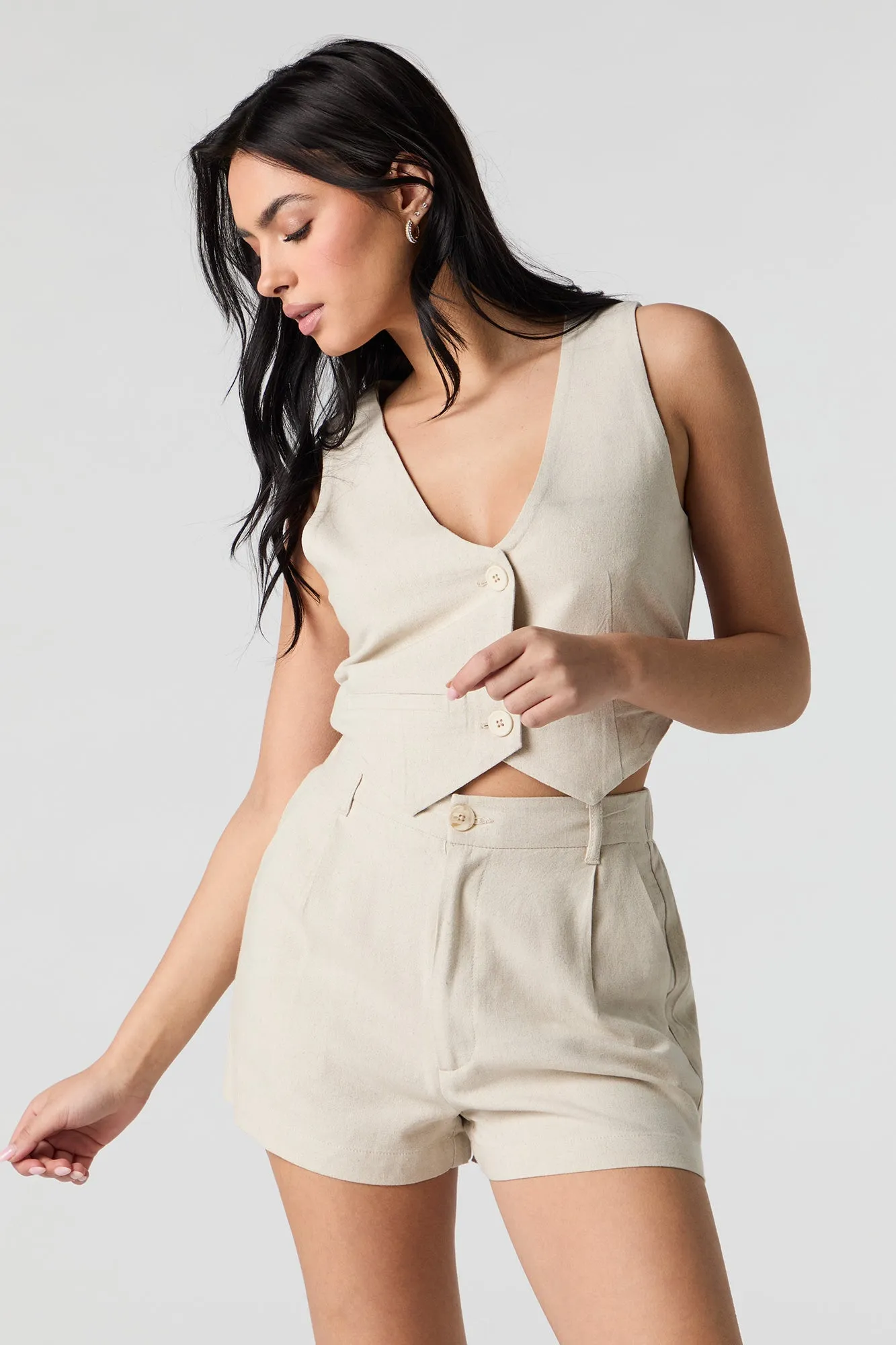 Linen-Blend Dress Short
