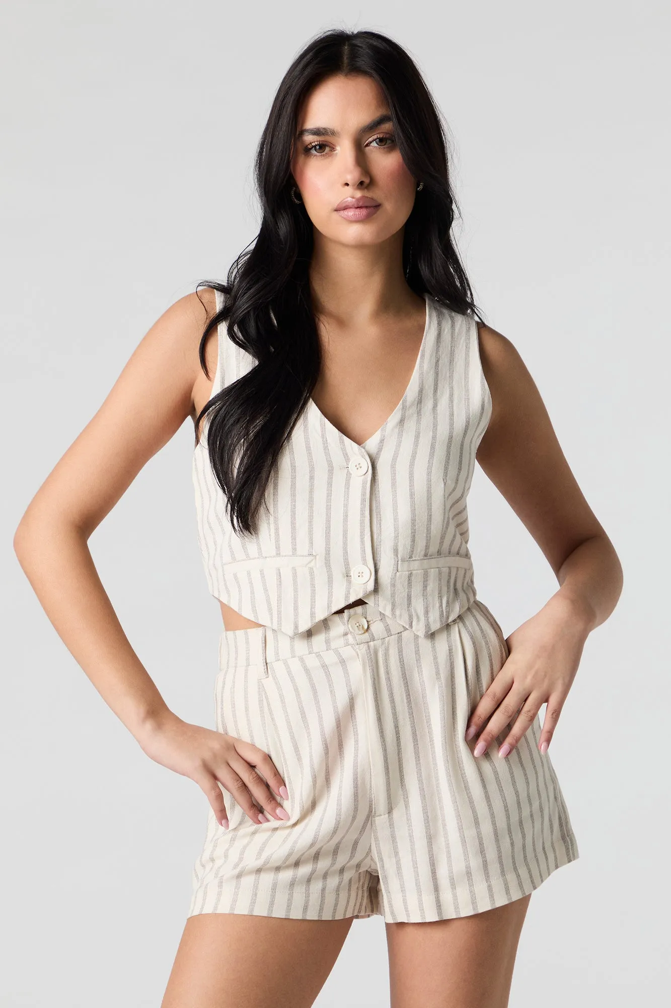 Linen-Blend Dress Short