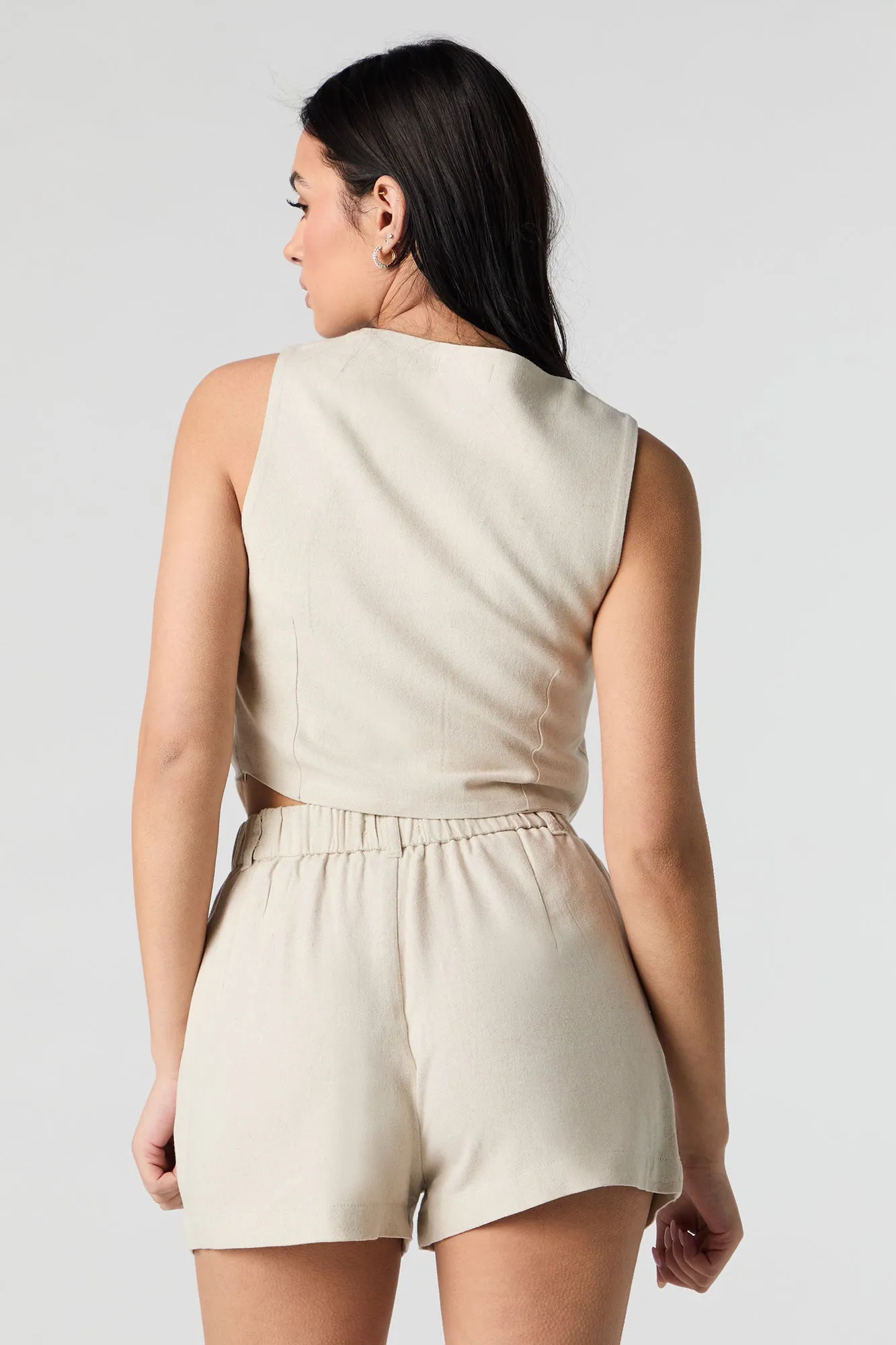 Linen-Blend Dress Short