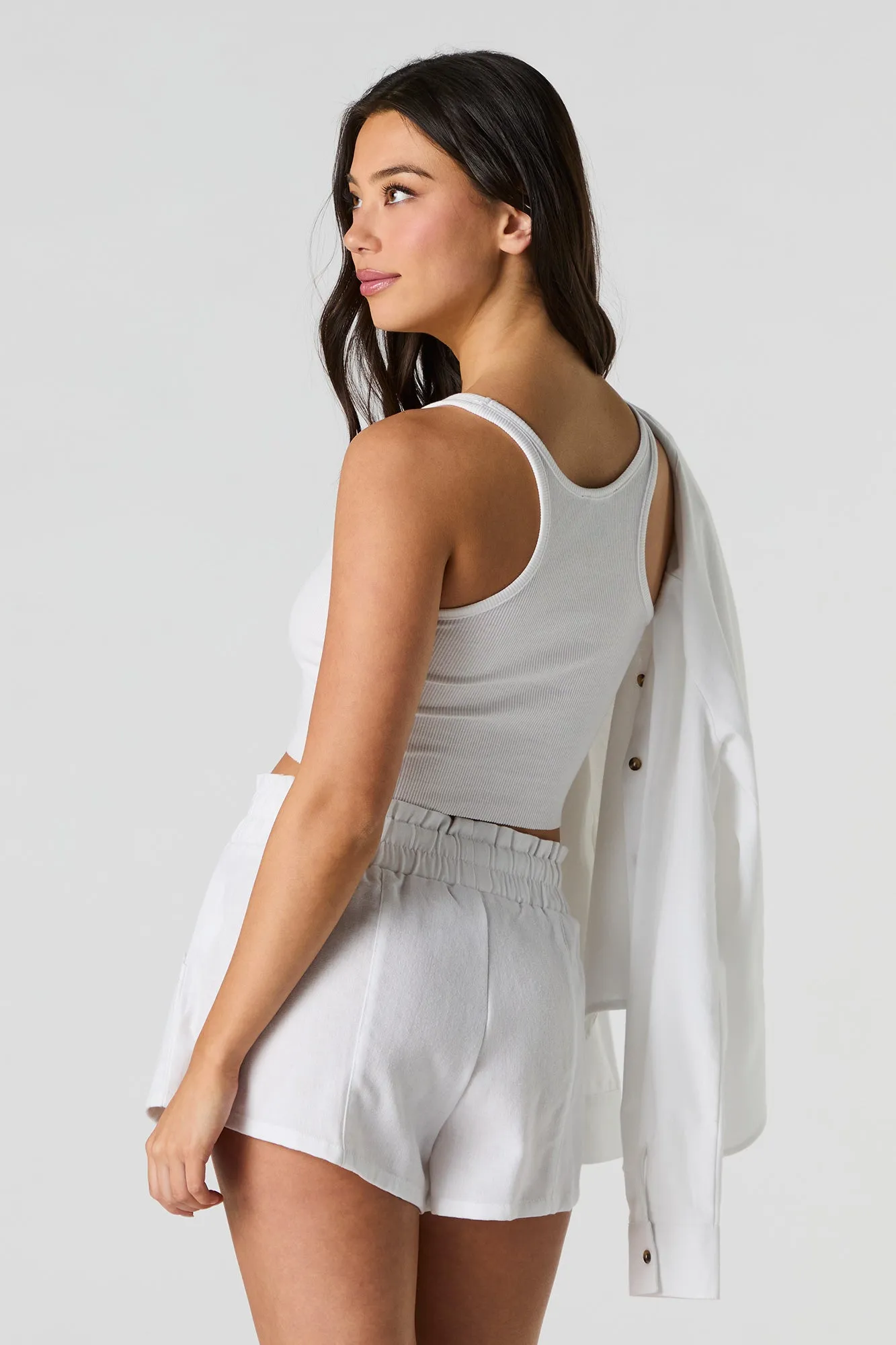 Linen-Blend Flowy Short
