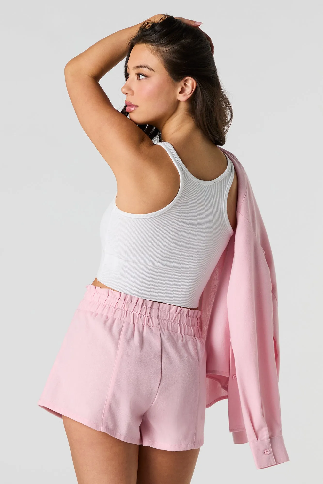 Linen-Blend Flowy Short