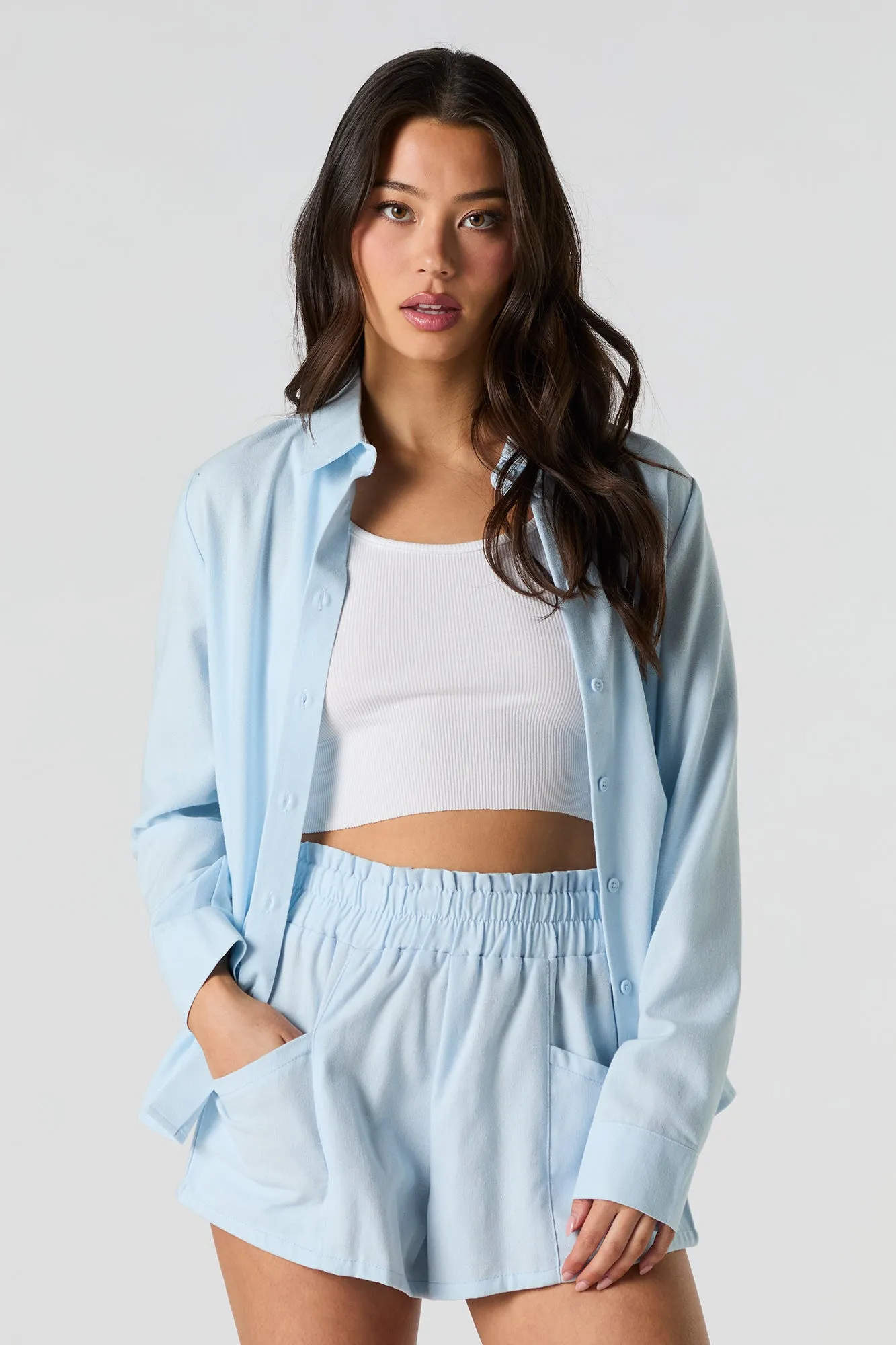 Linen-Blend Flowy Short