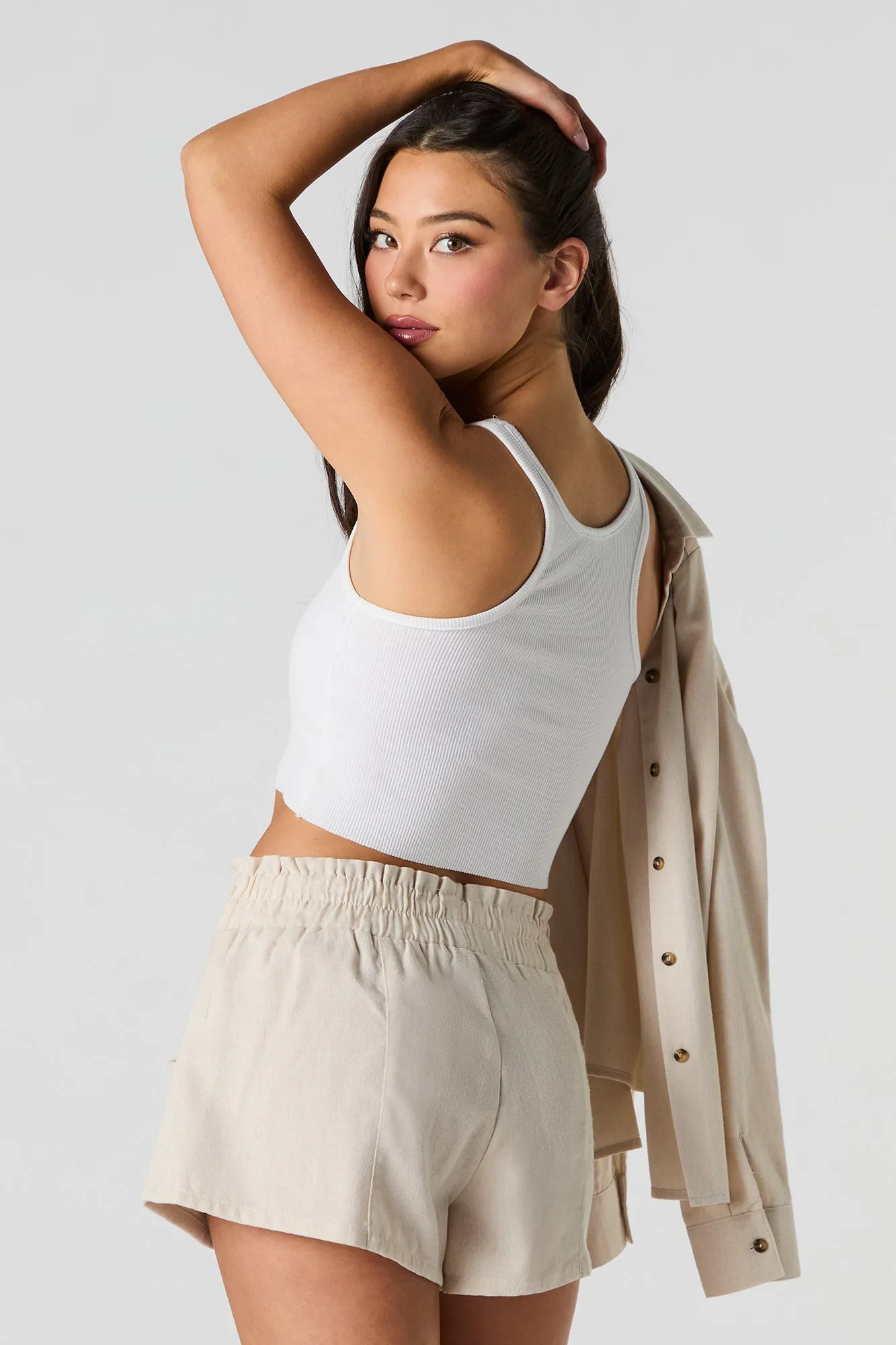 Linen-Blend Flowy Short