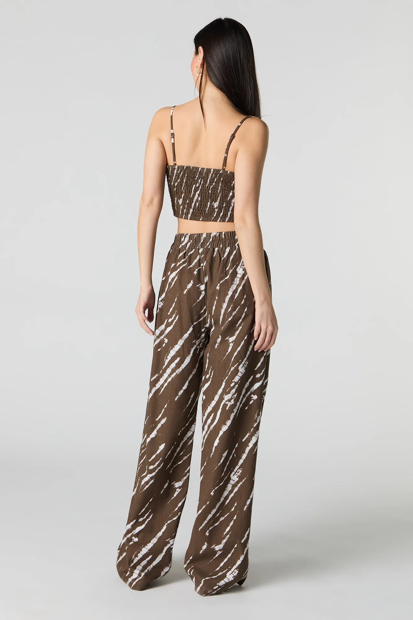 Linen-Blend Pleated Wide Leg Pant