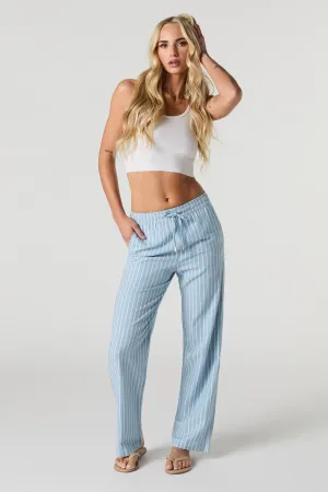 Low Rise Linen-Blend Wide Leg Pant
