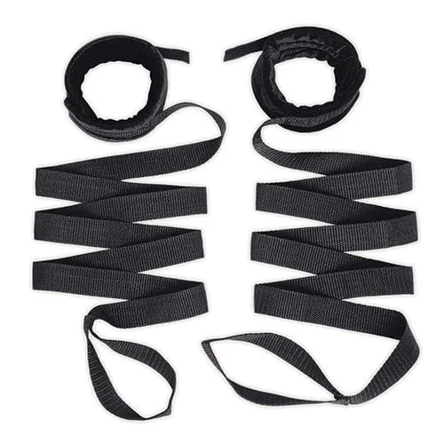 Lux Fetish - 4 Pc Bondage Strap and Flogger BDSM Kit (Black)