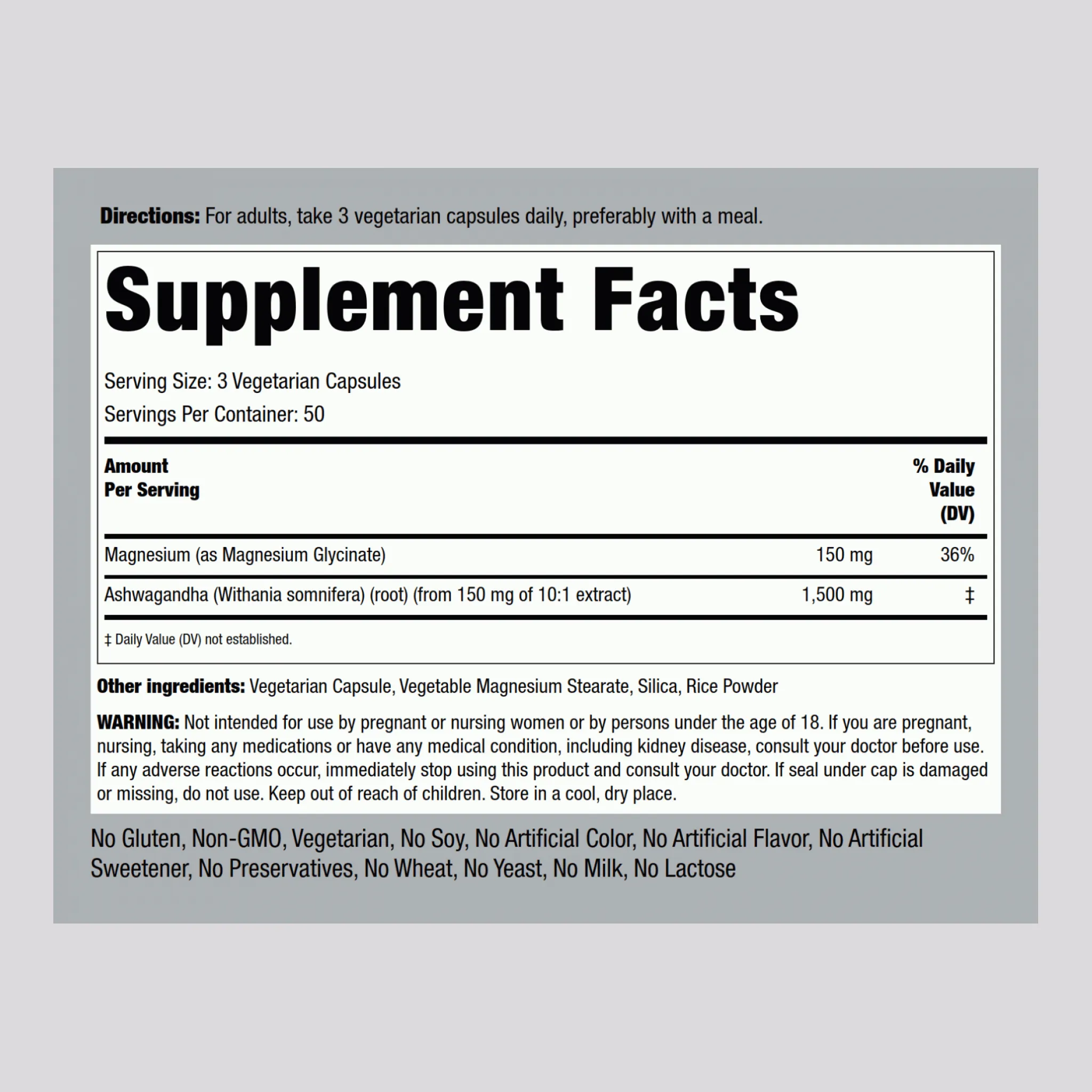 Magnesium Glycinate   Ashwagandha, 150 Vegetarian Capsules