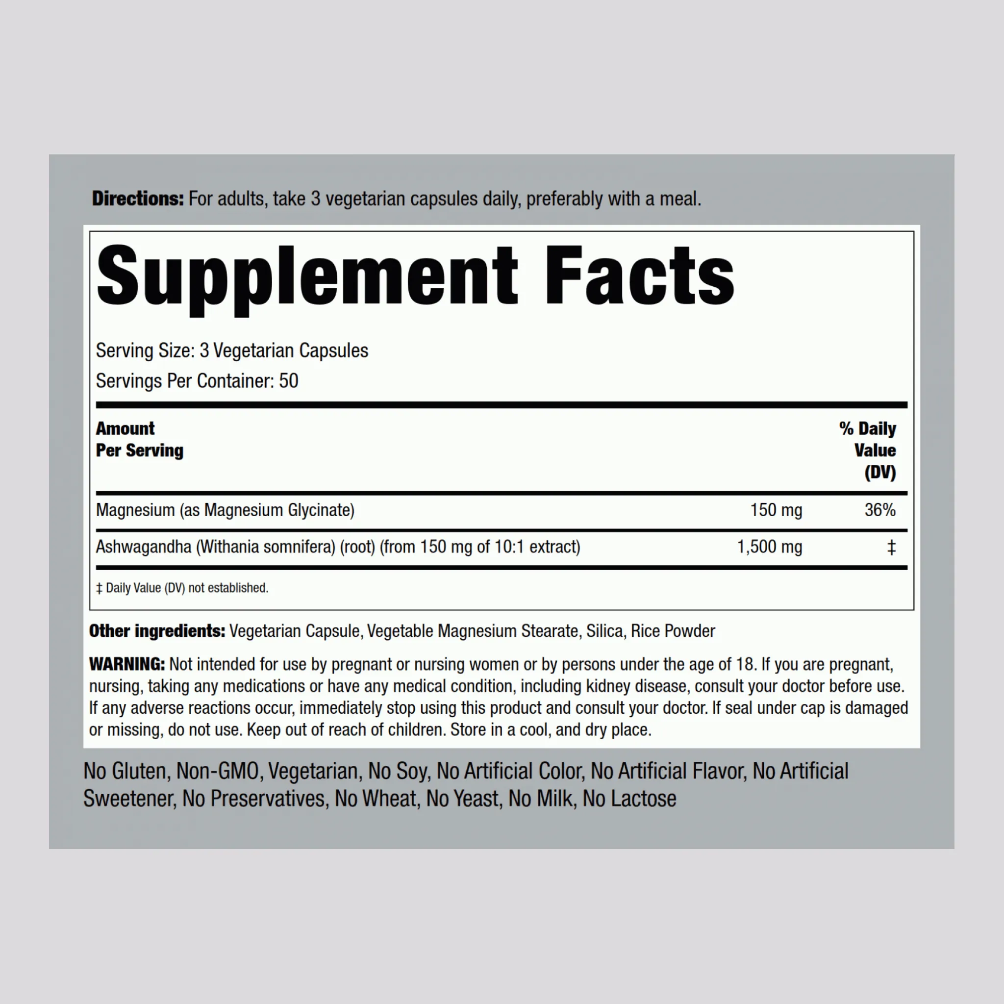 Magnesium Glycinate   Ashwagandha, 150 Vegetarian Capsules