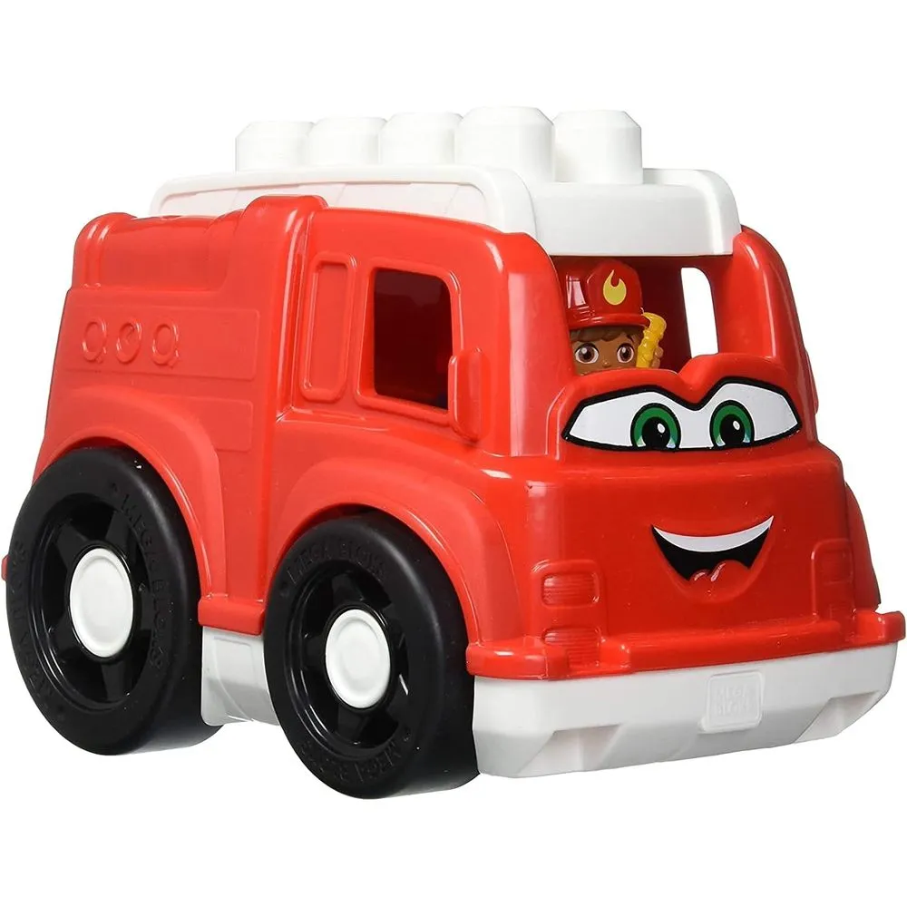 Mattel GXX08 Toddler Building Blocks Freddy Fire Truck with 6 Pieces and Storage
