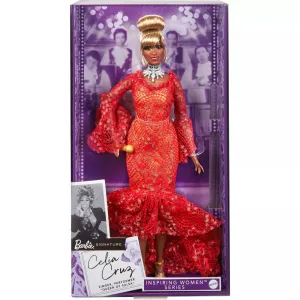 Mattel HJX31 Barbie Signature Celia Cruz Inspiring Women Collector Fashion Doll In Red Dress