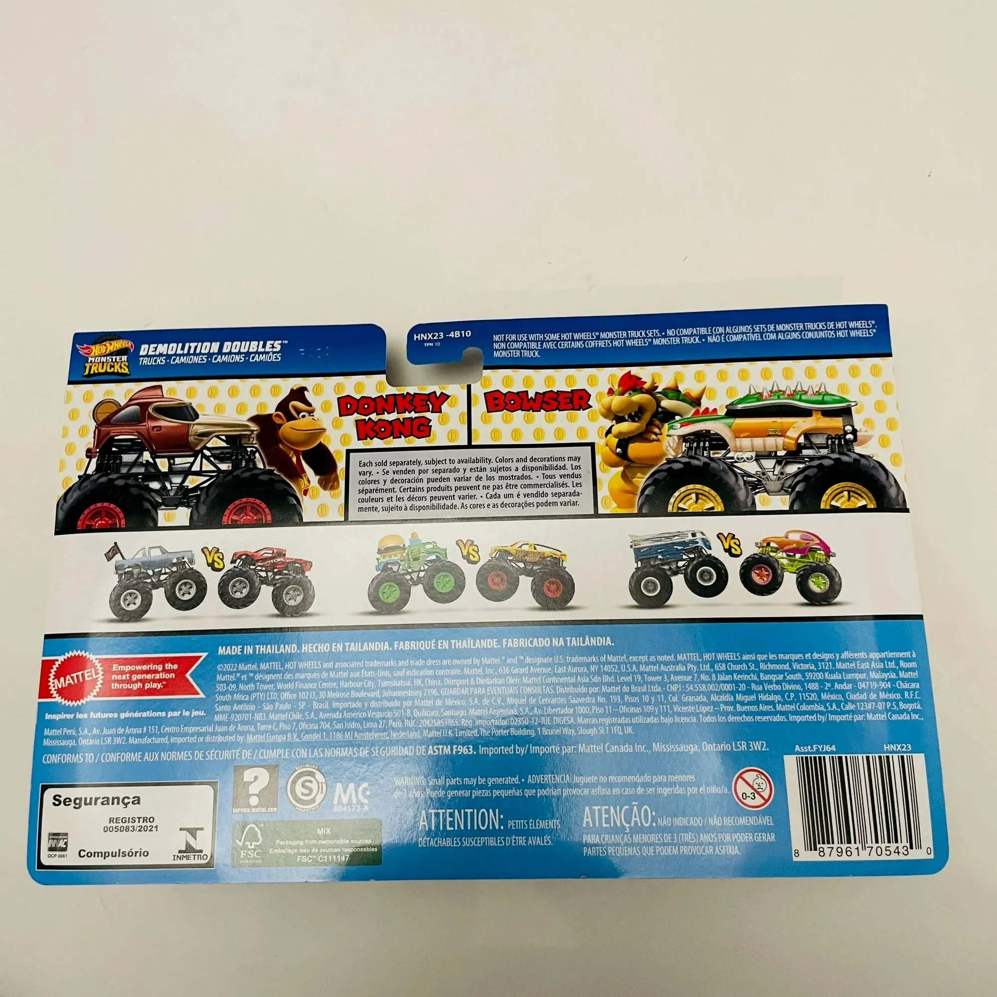 Mattel HNX23 Hot Wheels Monster Trucks Donkey Kong VS Bowser - Demolition Doubles