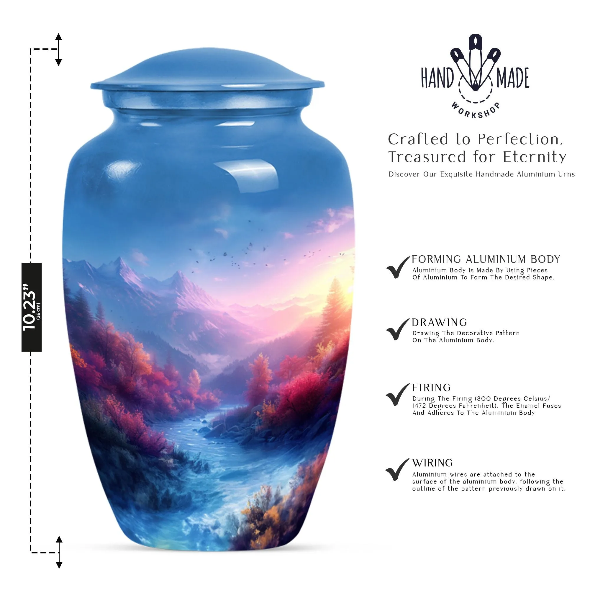 Medium Size Memorial Mountain Urn for Human Ashes Tribute