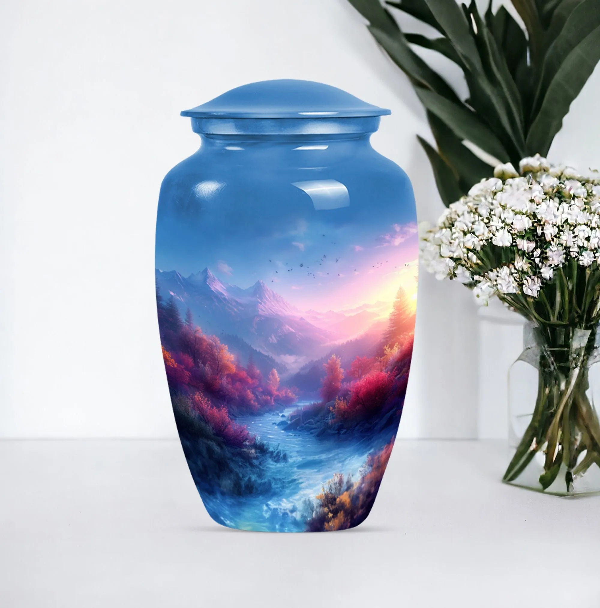 Medium Size Memorial Mountain Urn for Human Ashes Tribute
