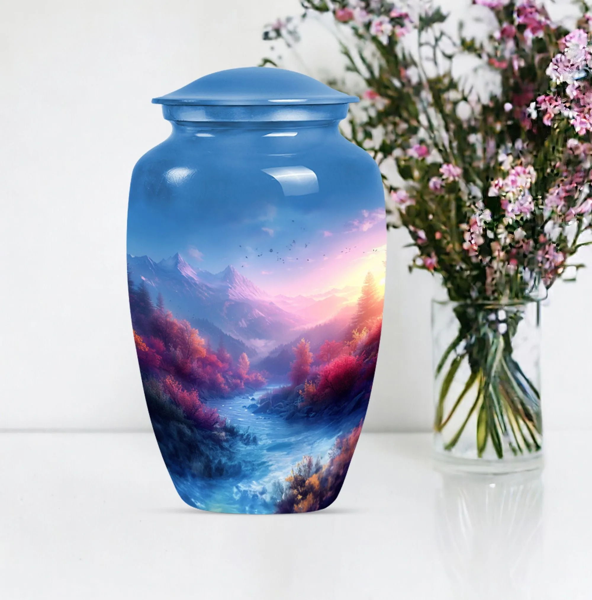 Medium Size Memorial Mountain Urn for Human Ashes Tribute