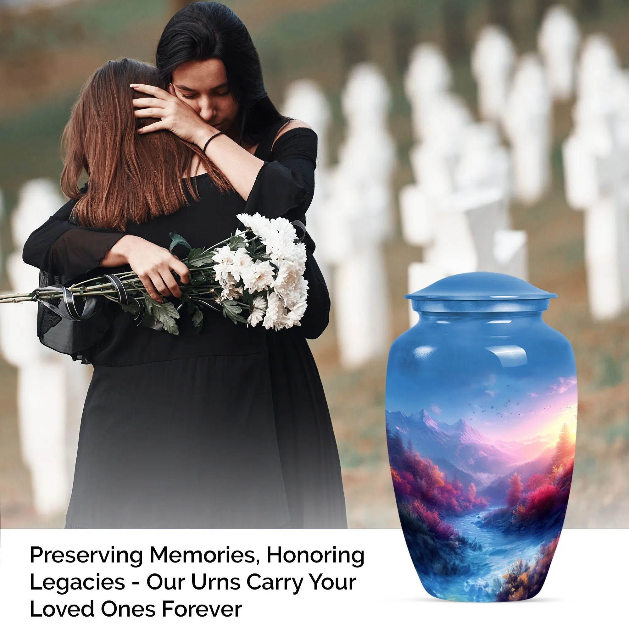Medium Size Memorial Mountain Urn for Human Ashes Tribute