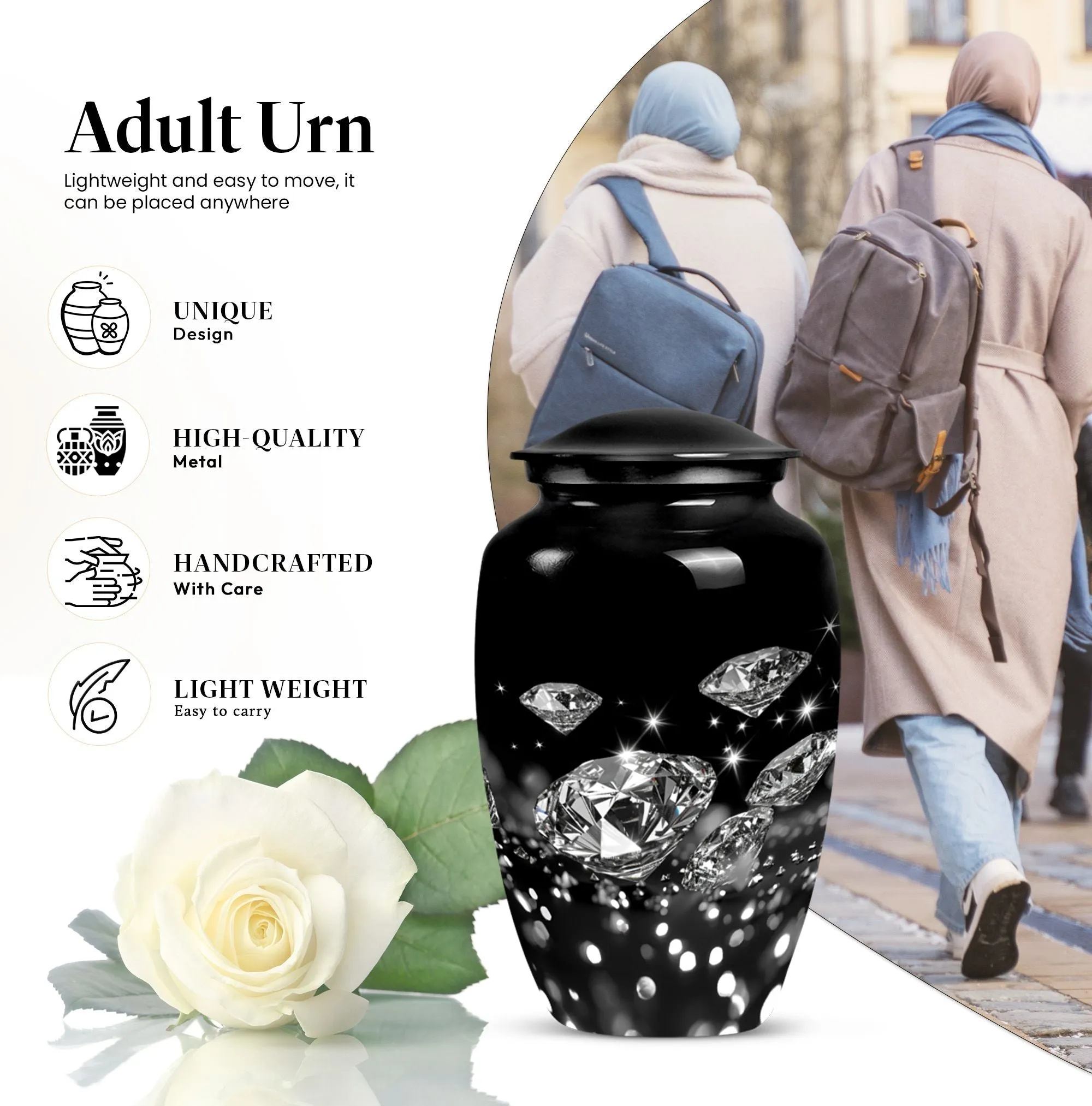 Memorial Diamond Urn: Large, Elegant Burial Companion