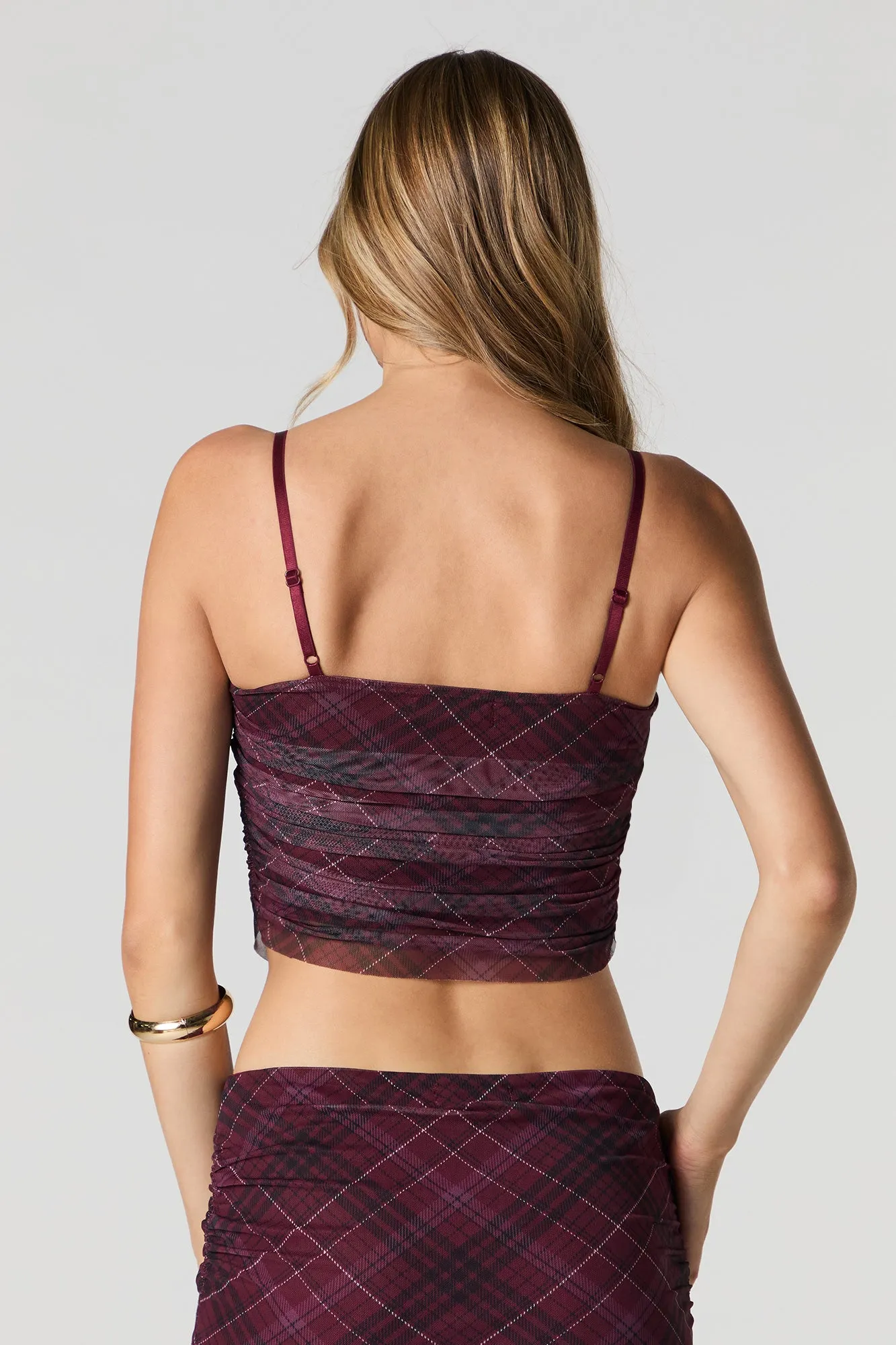Mesh Ruched Cropped Cami