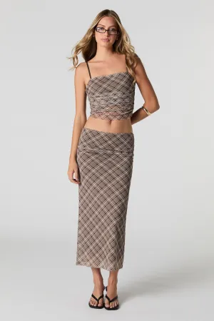 Mesh Ruched Midi Skirt