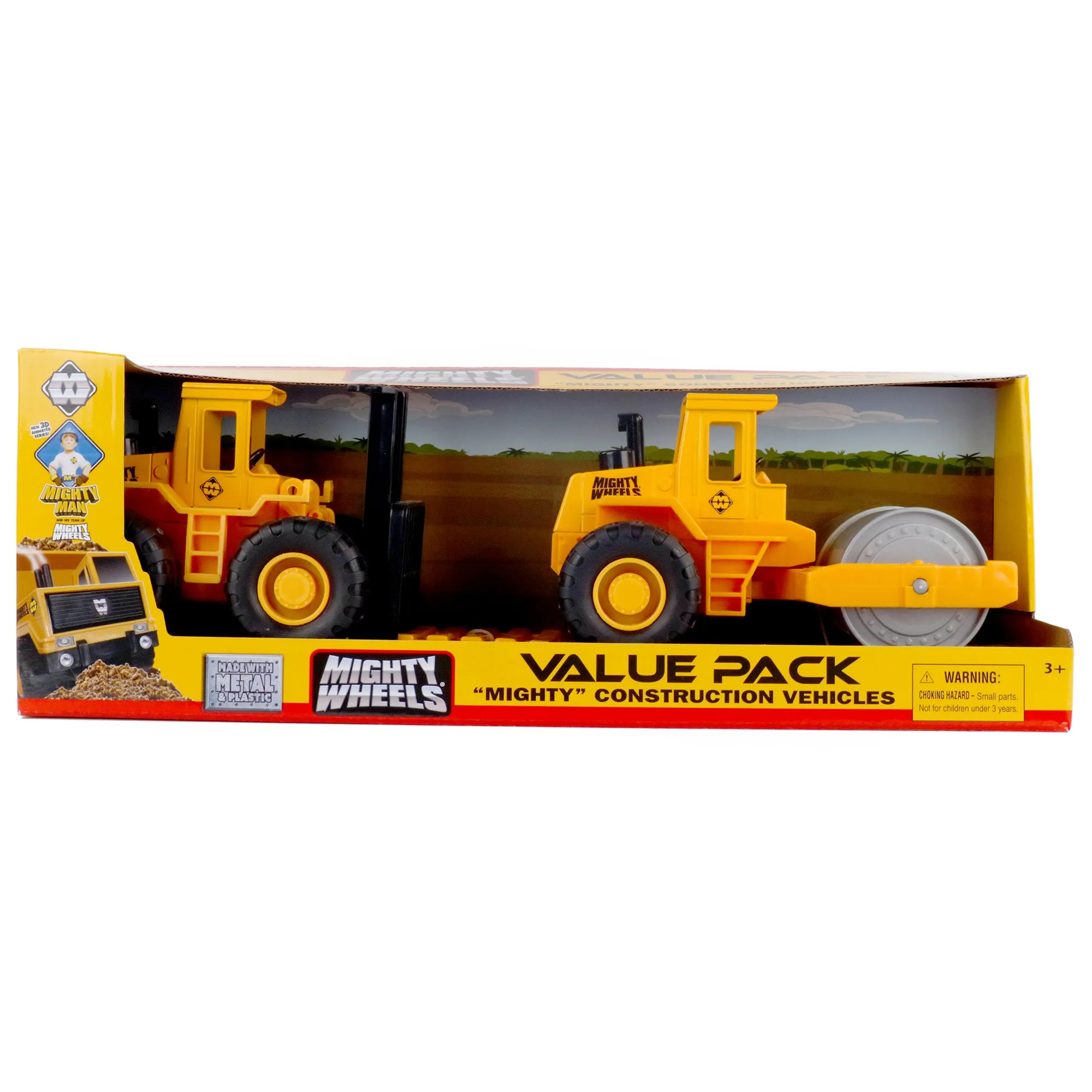 Mighty Wheels Construction Duo Set - 7" Roller & Forklift Play Vehicles