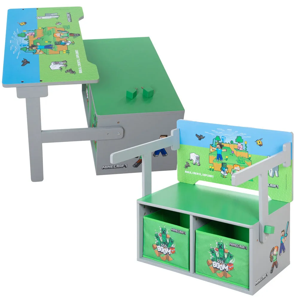 Minecraft 2-In-1 Convertible Bench & Table - Magical Furniture Transformation