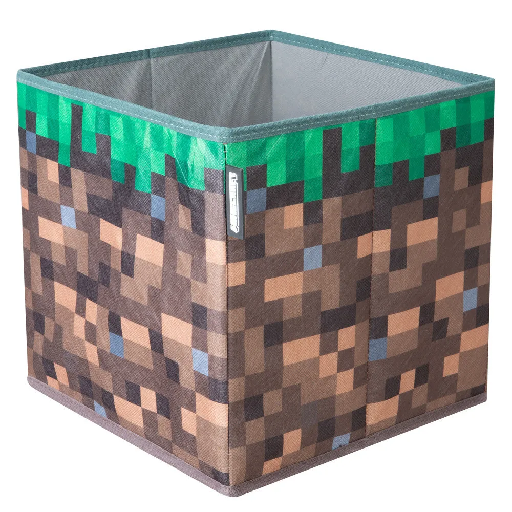 Minecraft Pixel Grass Block Small Ottoman with Storage Lid