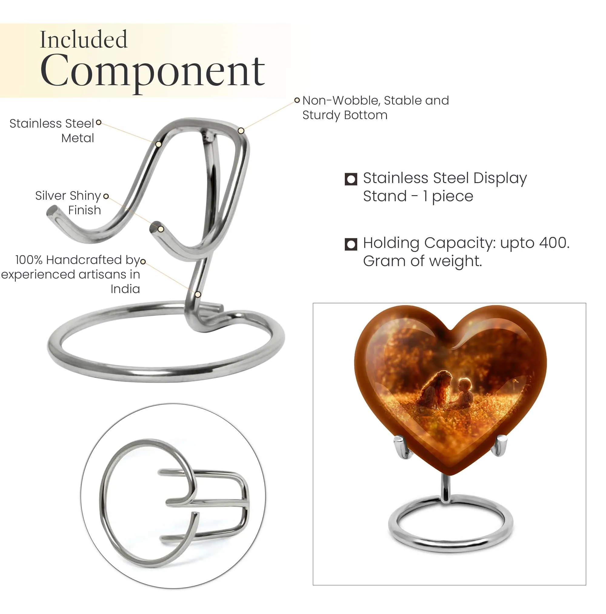 Mother's Solace Memorial Urn: Personalized Heart Cremation Urn