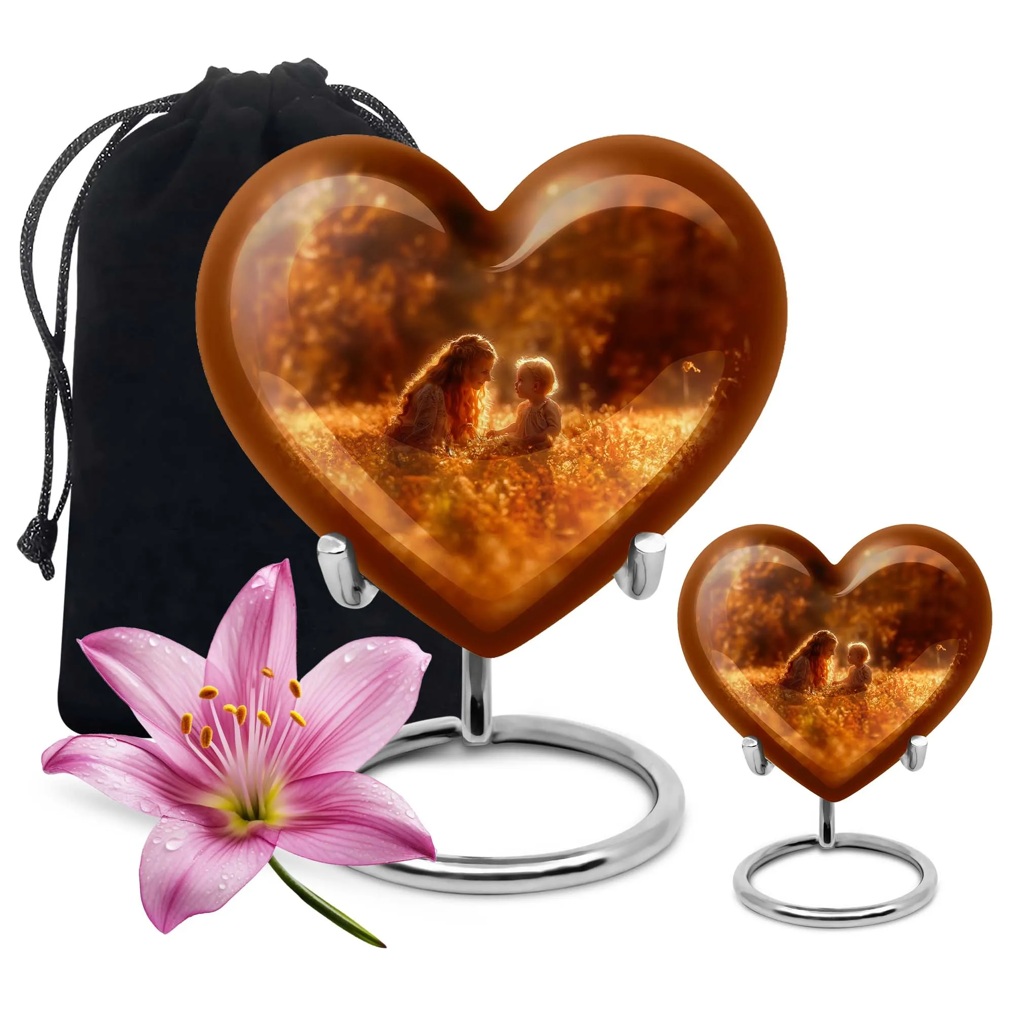Mother's Solace Memorial Urn: Personalized Heart Cremation Urn