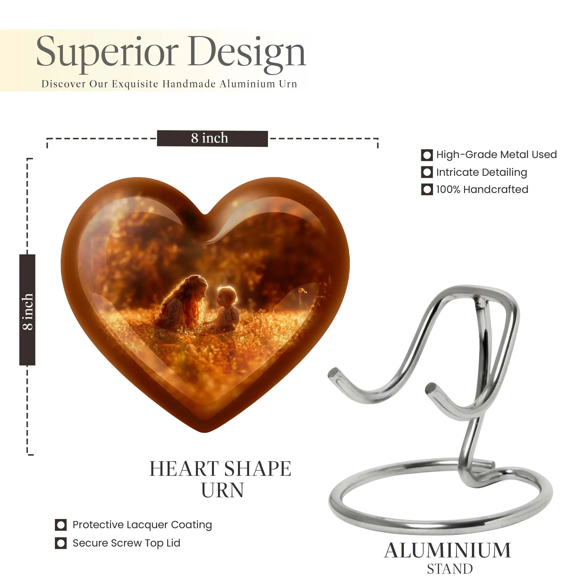 Mother's Solace Memorial Urn: Personalized Heart Cremation Urn