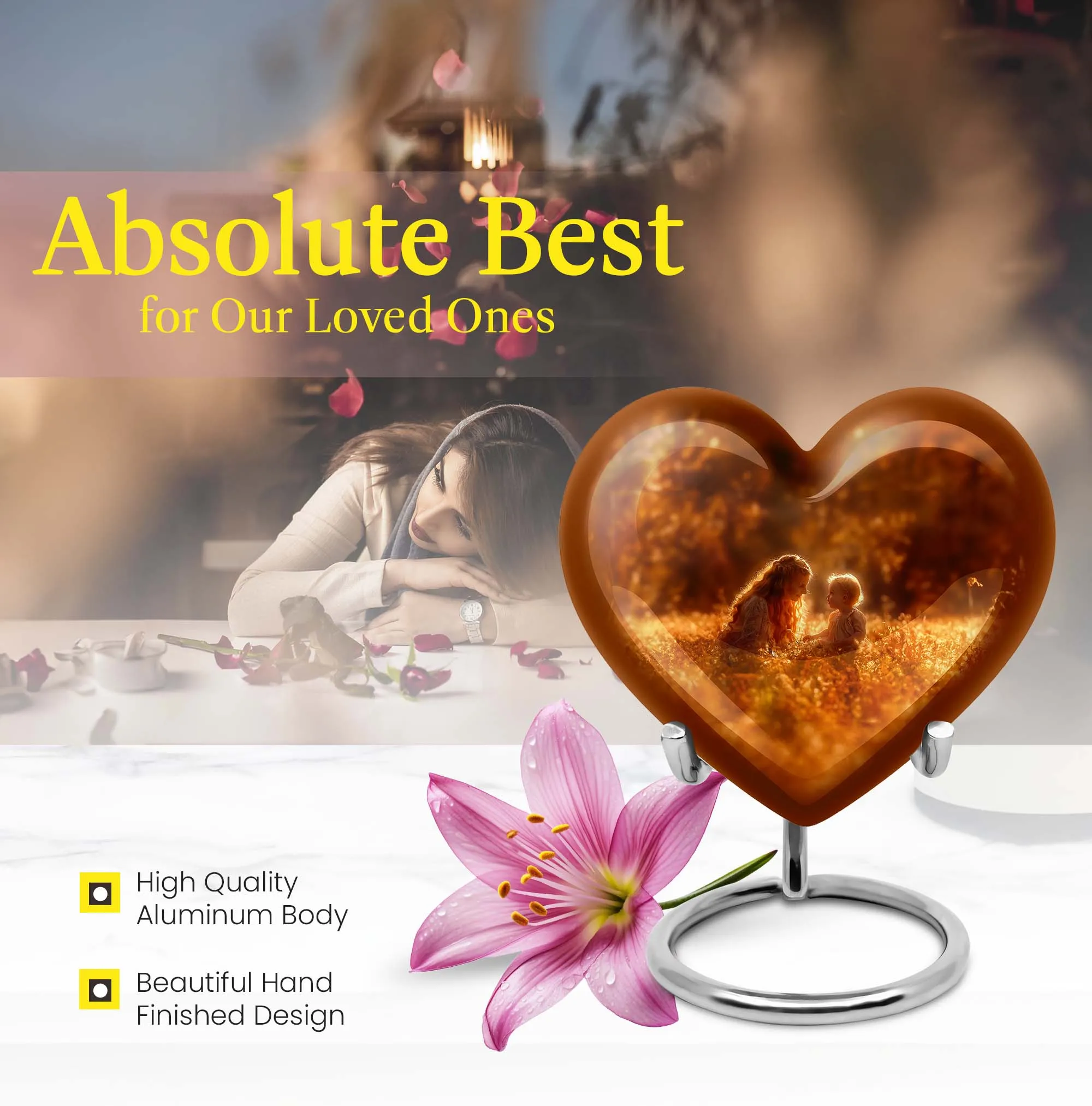 Mother's Solace Memorial Urn: Personalized Heart Cremation Urn