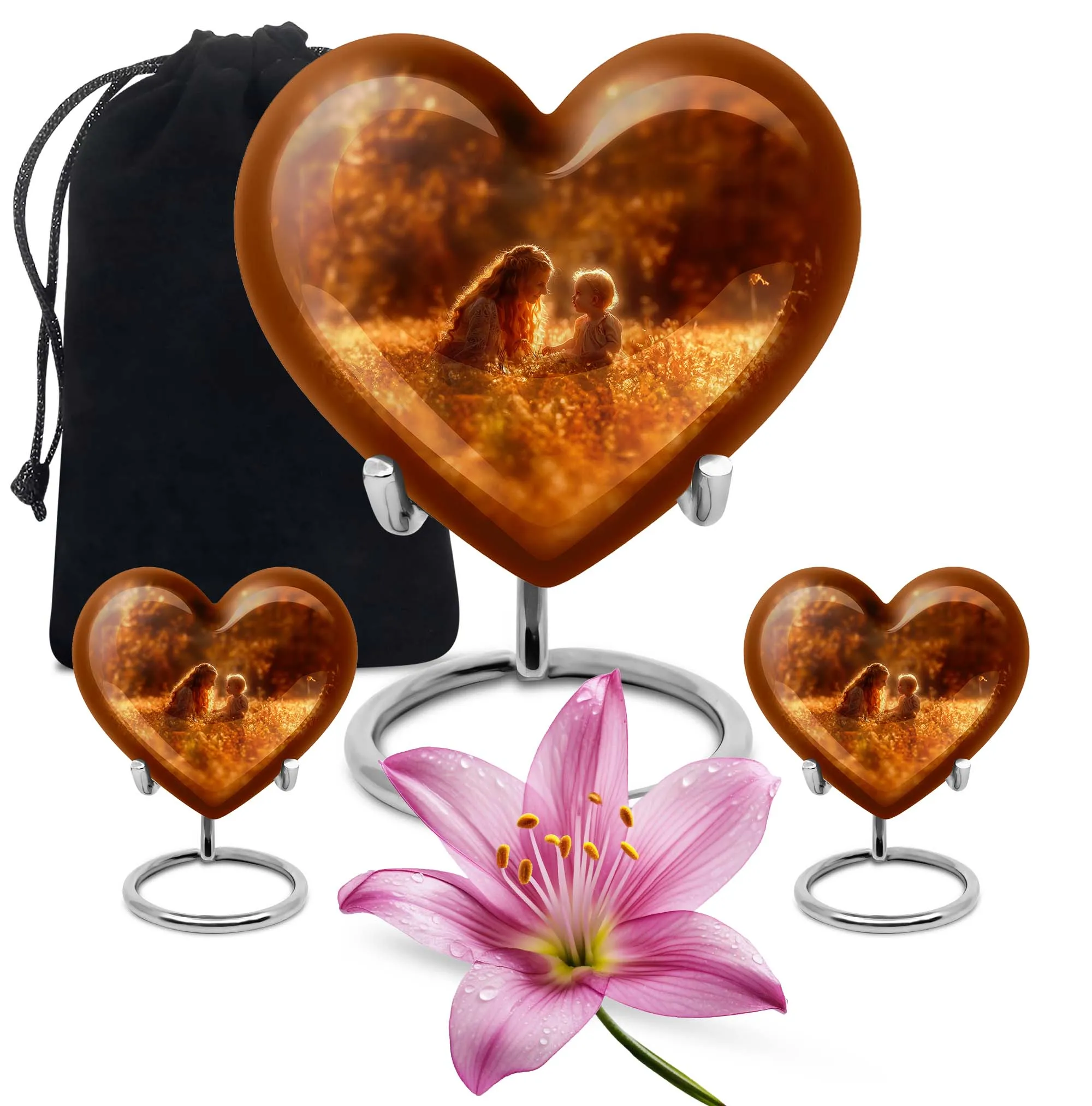 Mother's Solace Memorial Urn: Personalized Heart Cremation Urn