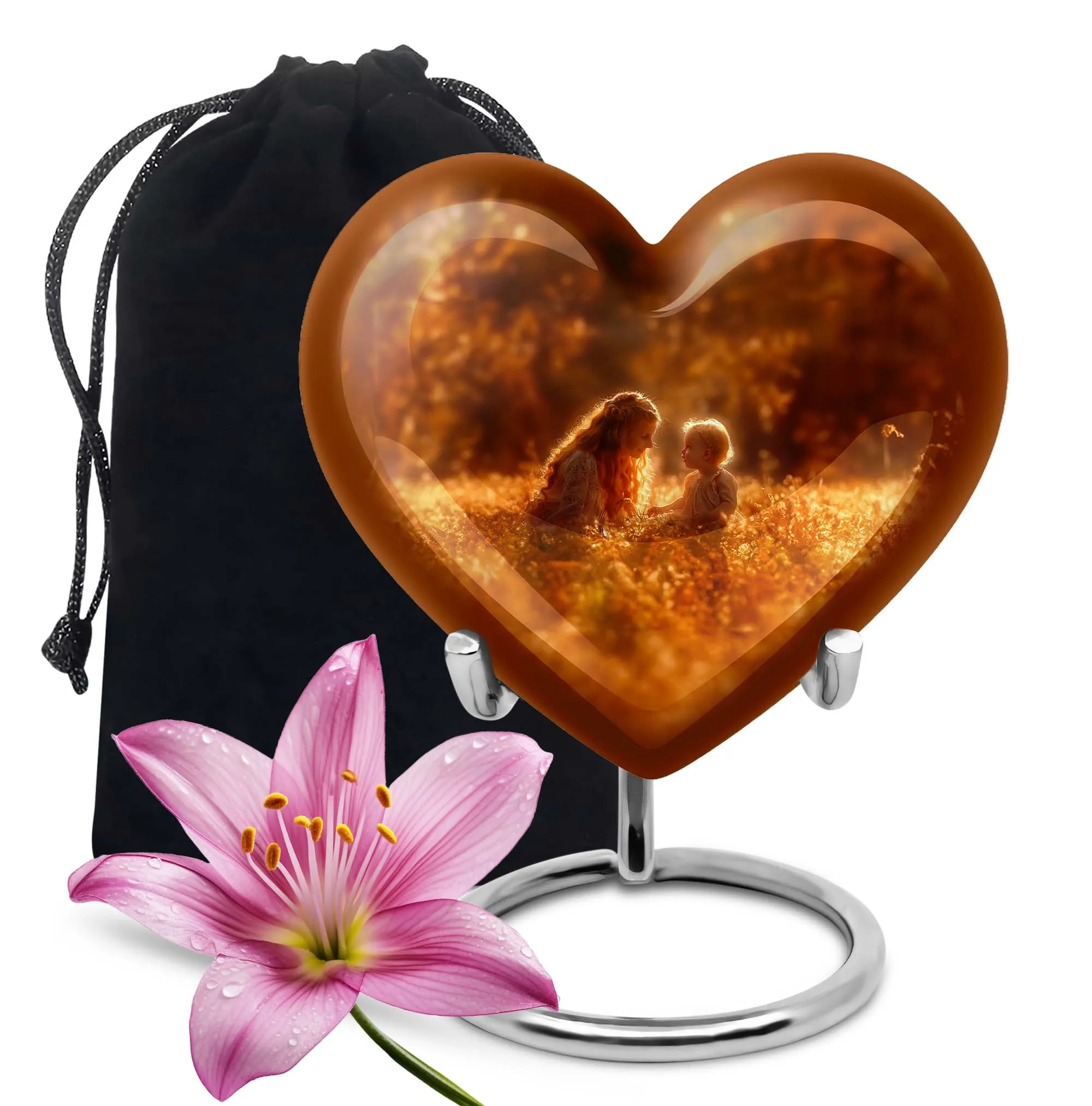 Mother's Solace Memorial Urn: Personalized Heart Cremation Urn